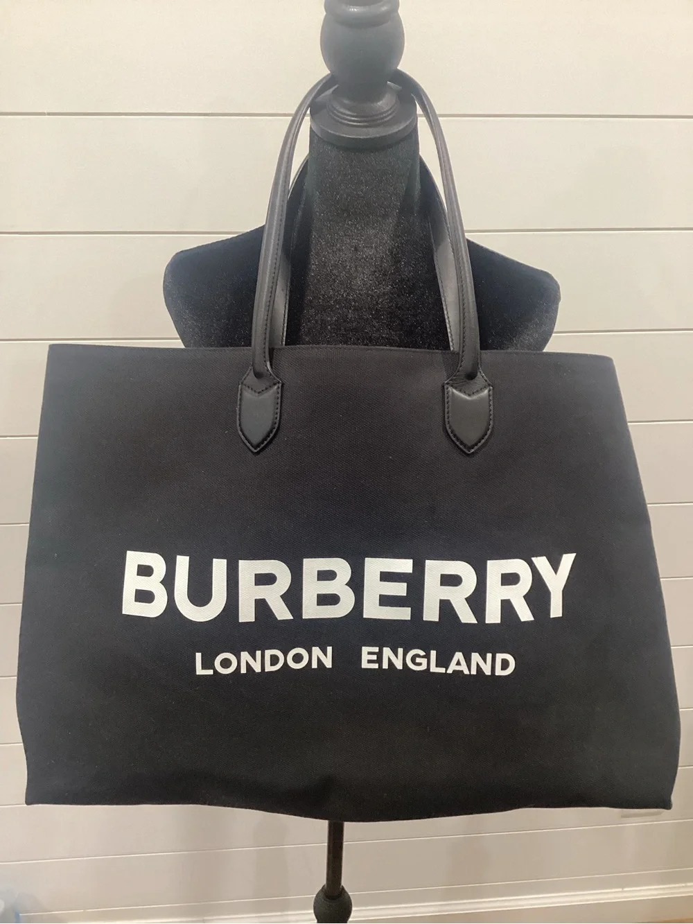 Burberry Black Canvas 'BURBERRY LONDON ENGLAND' Tote